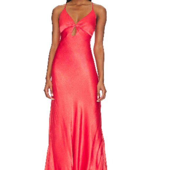 Zuri Slip Dress in Hot Coral - Picture 1 of 7